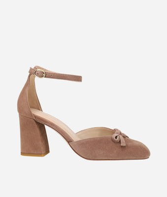 Hasly Block Heel Taupe Suede | Pelle Moda