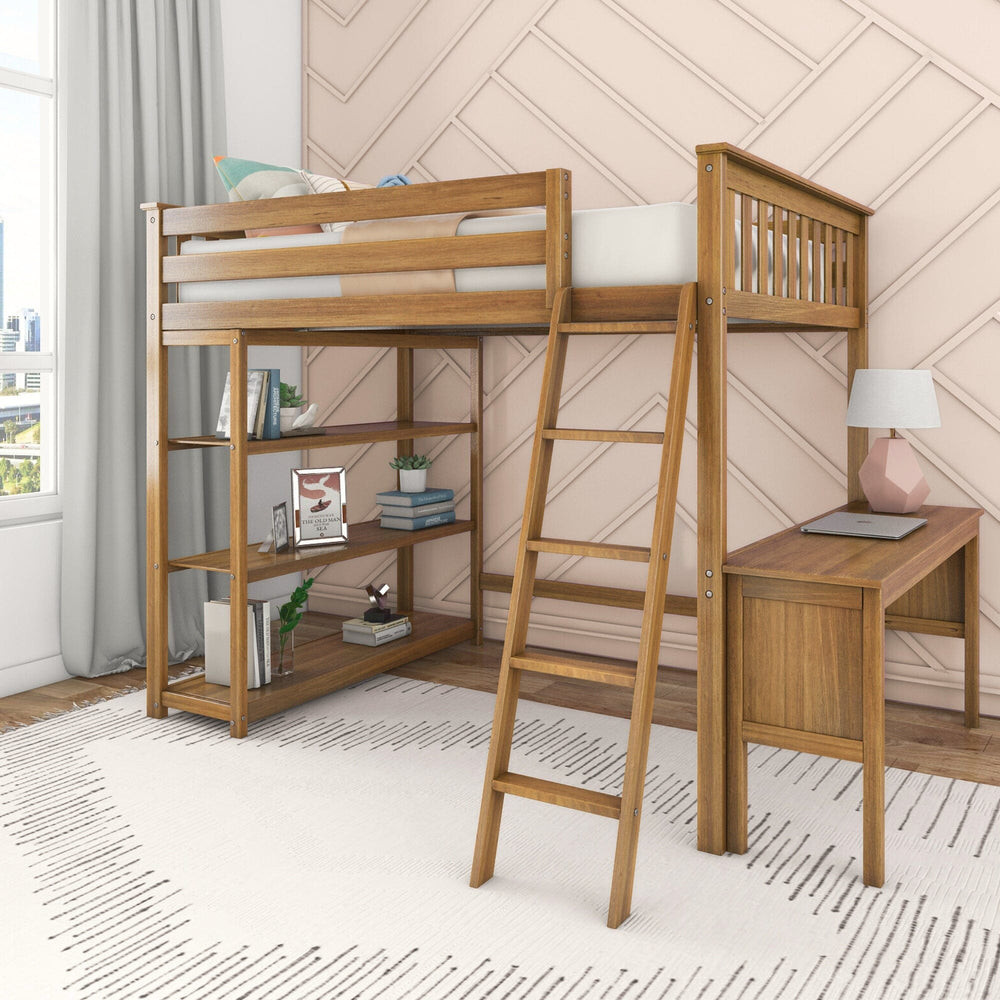 Full Loft Bed With Bookcase & Desk | max & lily