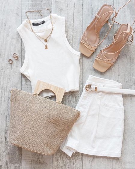 Cute and casual white neutral summer outfit 

#LTKstyletip #LTKunder100 #LTKSeasonal