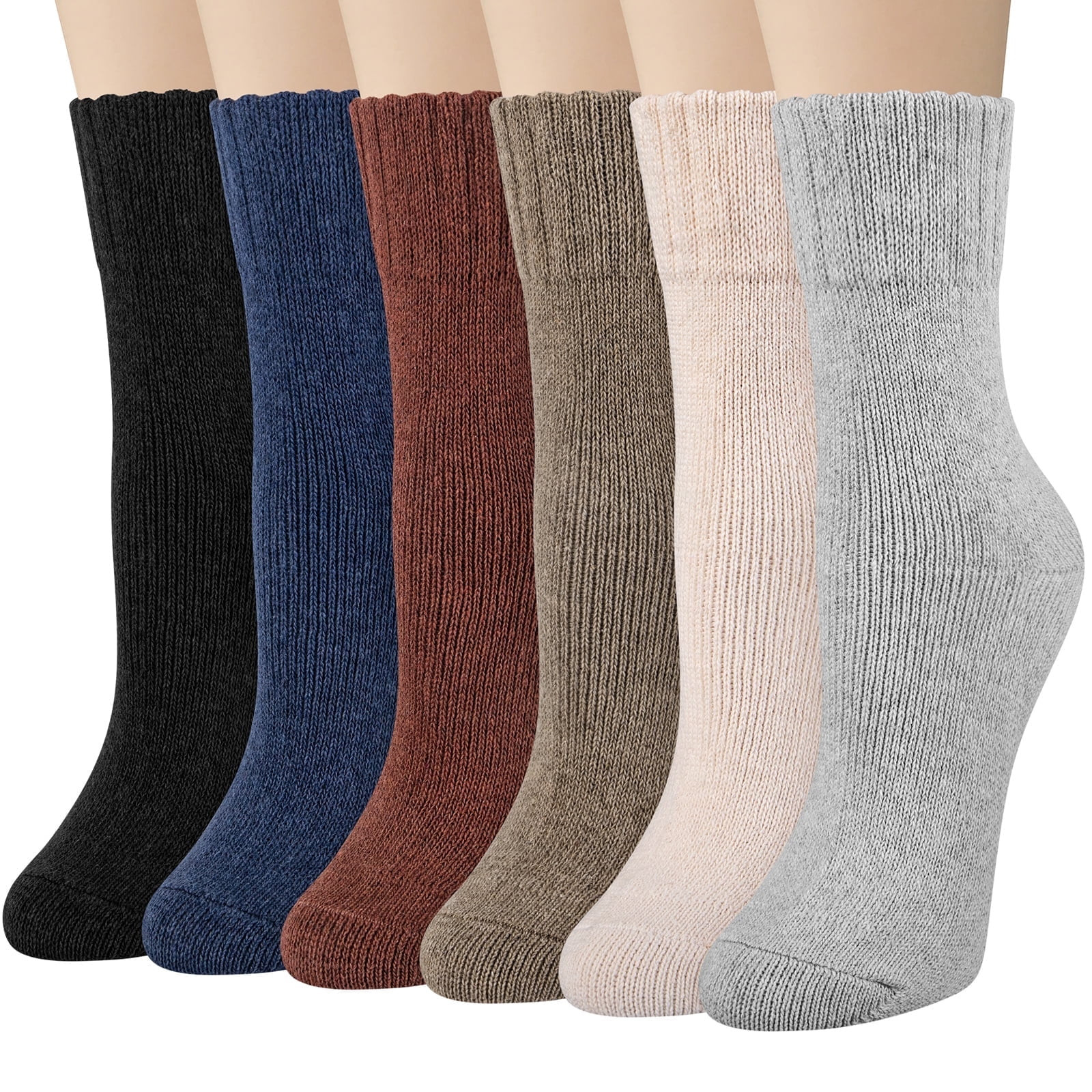 Loritta 6 Pairs Womens Socks Wool Socks Thick Knit Warm Winter Socks for Women Gifts Size 5-9 | Walmart (US)