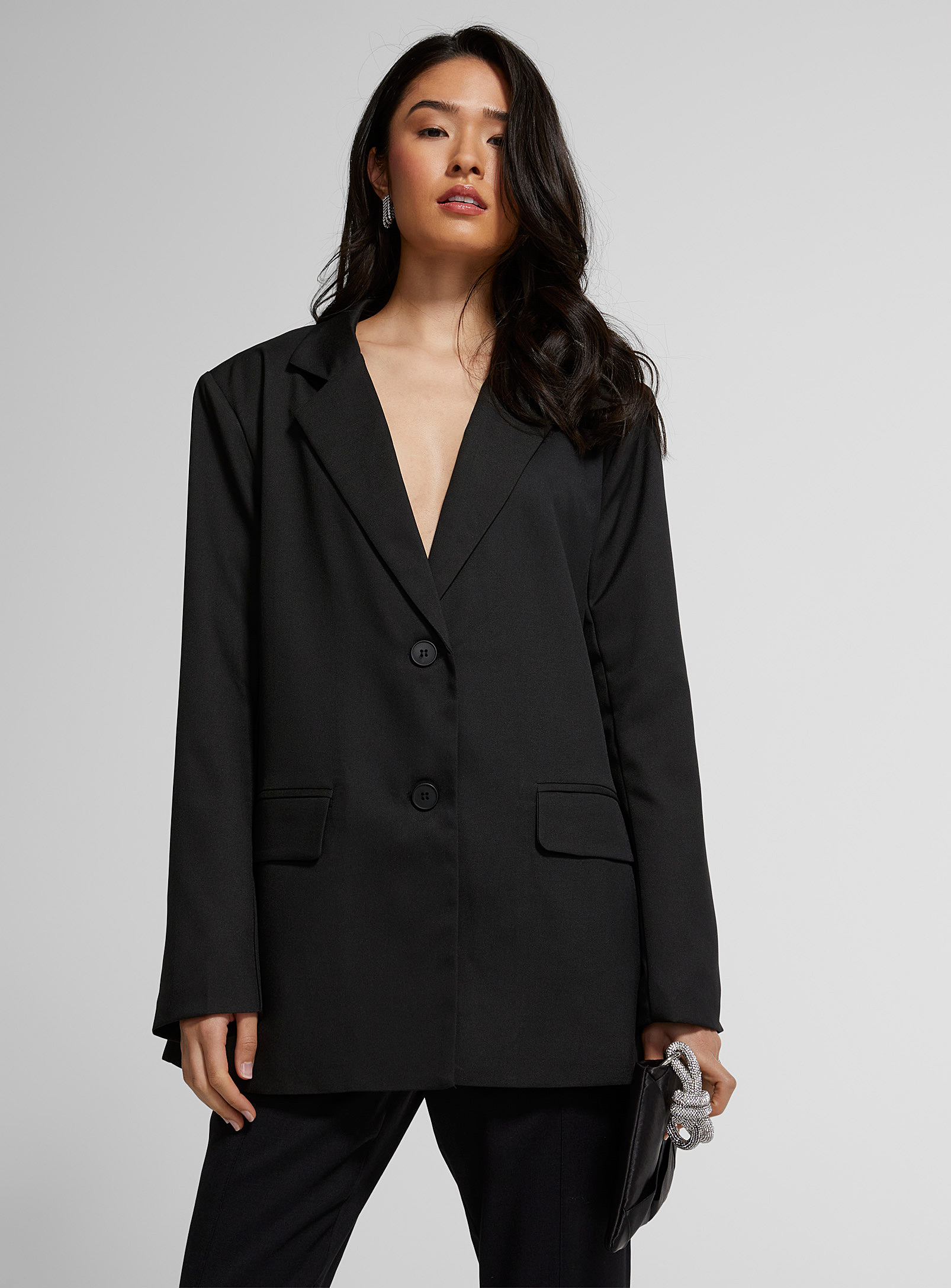 Icône - Jet black oversized blazer (Women, Black, SMALL) | Simons