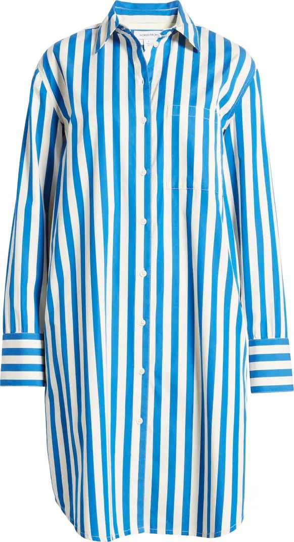 Stripe Long Sleeve Cotton Shirtdress | Nordstrom