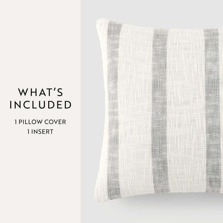 Comfort Canopy - Gray Striped Single Yarn-Dyed Cotton Decor Throw Pillow | Walmart (US)