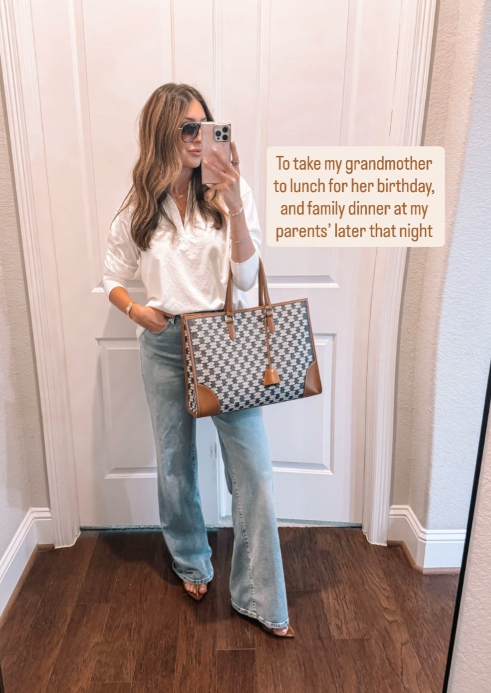 Large in top for oversized fit (medium would be better), size 2/26 in jeans