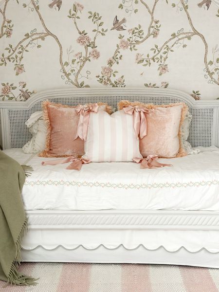 Ali’s bedroom is just so sweet!  The wallpaper is peel and stick!  I can’t link these exact pillows, but I have linked similar  



Grand millennial, chinoiserie, Caitlin Wilson bow pillow girl decor pink decor 

#LTKFindsUnder100 #LTKHome