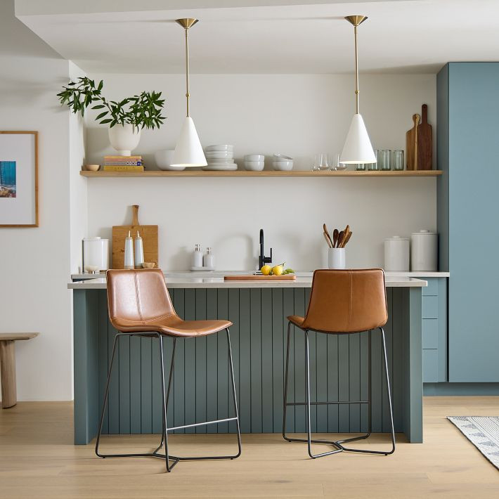 Slope Leather Bar & Counter Stools | West Elm (US)
