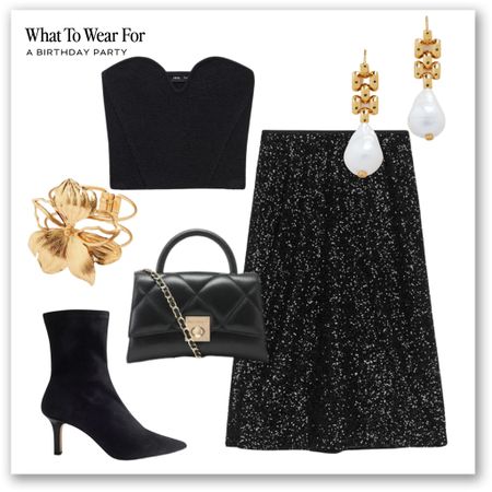 Party outfit inspo 

Evening style, sparkly midi skirt, Bardot top, heeled boots, pearl earrings, date night, sequins, h&m, high street, arket

#LTKstyletip #LTKSeasonal #LTKparties
