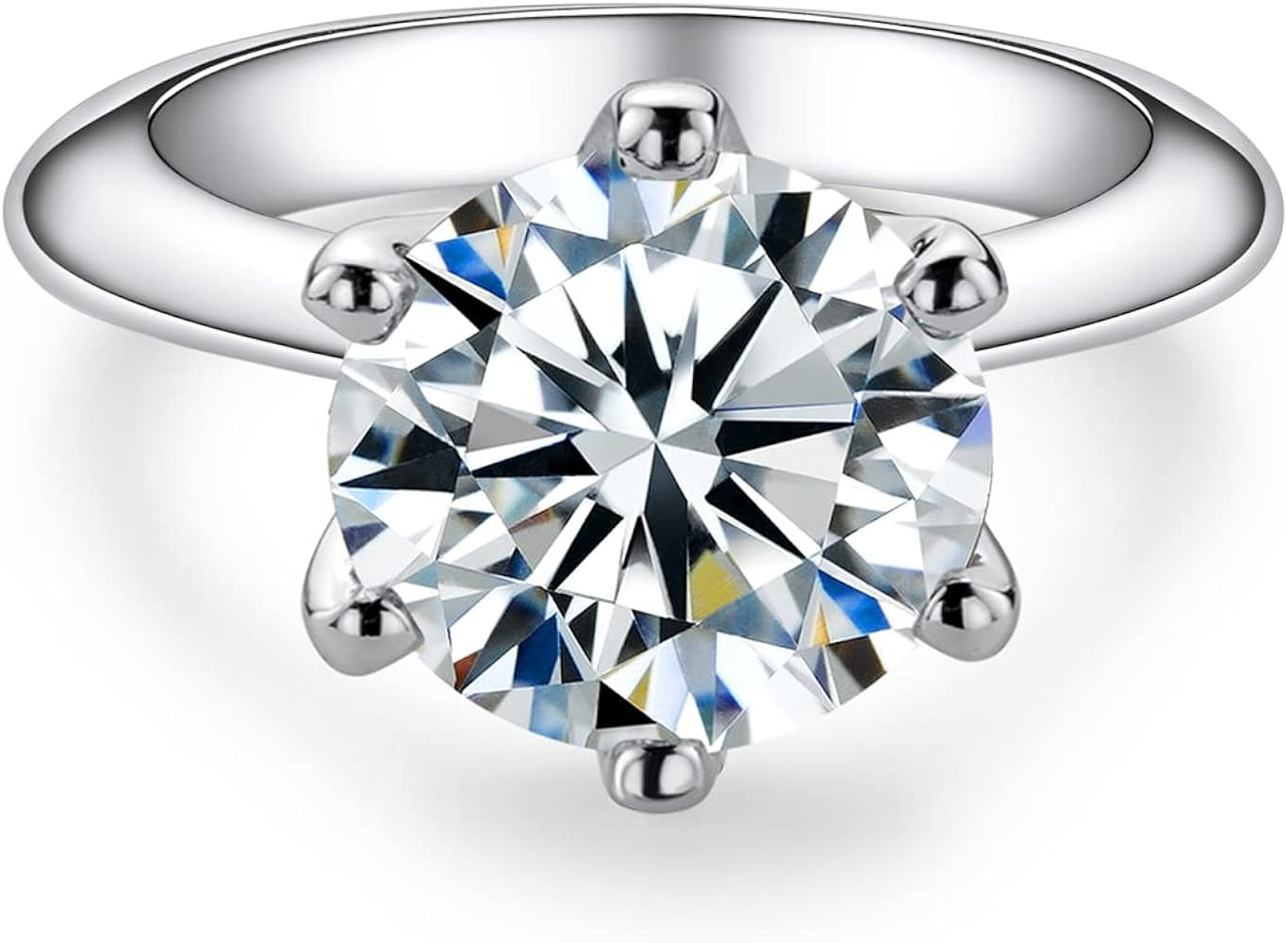 AnuClub 1/2/3/5CT Six Prong Solitaire Moissanite Ring, 925 Sterling Silver Ring, Gift for Wedding... | Amazon (US)