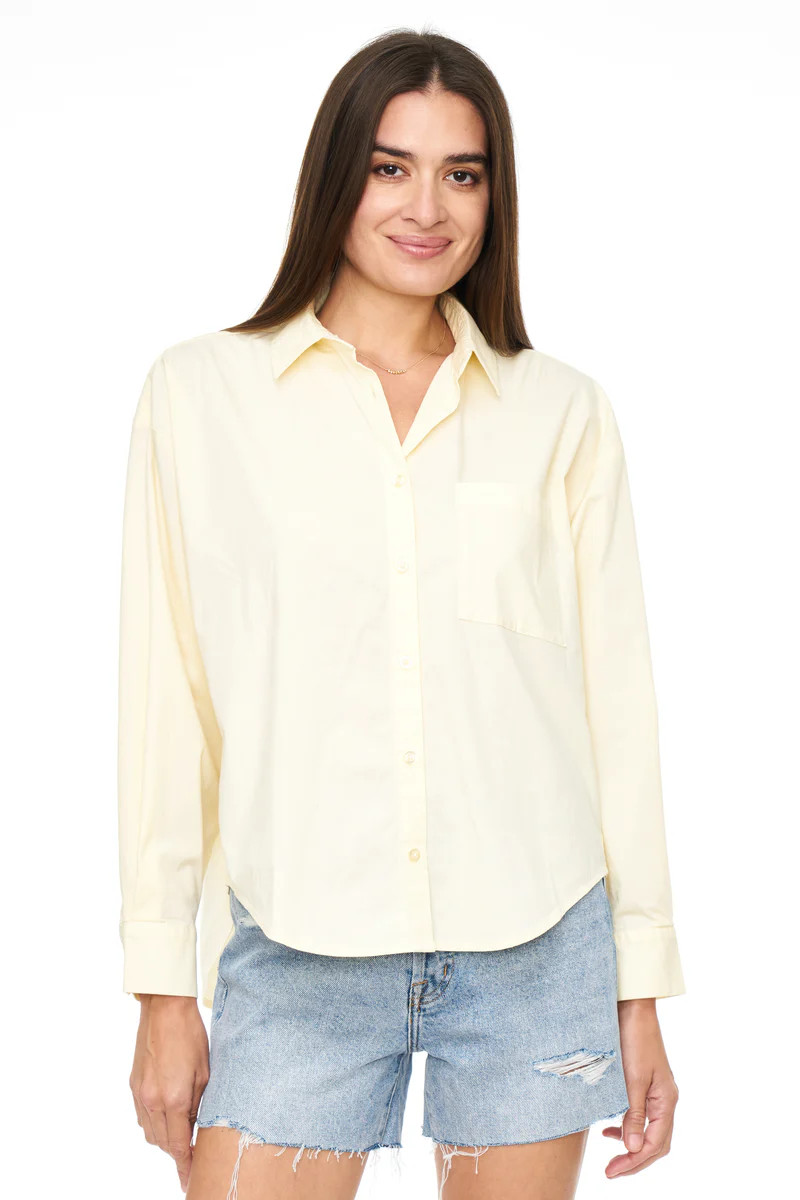 Sloane Long Sleeve Oversized Button Down Shirt - Butter Yellow | Pistola Denim