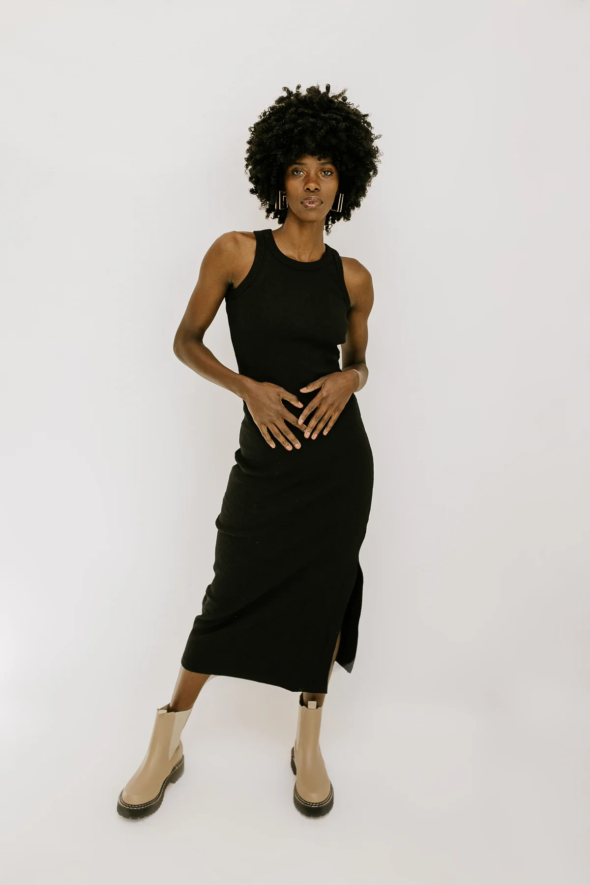 Knockout Bodycon Midi Dress - Black | THELIFESTYLEDCO