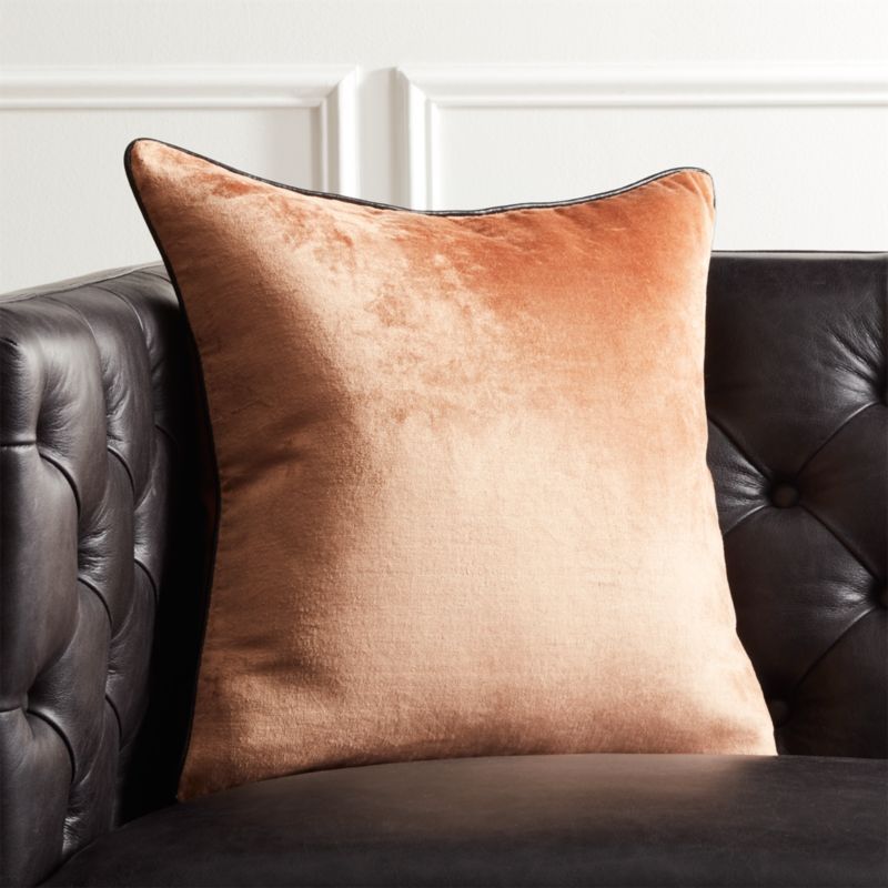 18" Copper Crushed Velvet Pillow with Feather-Down Insert + Reviews | CB2 | CB2