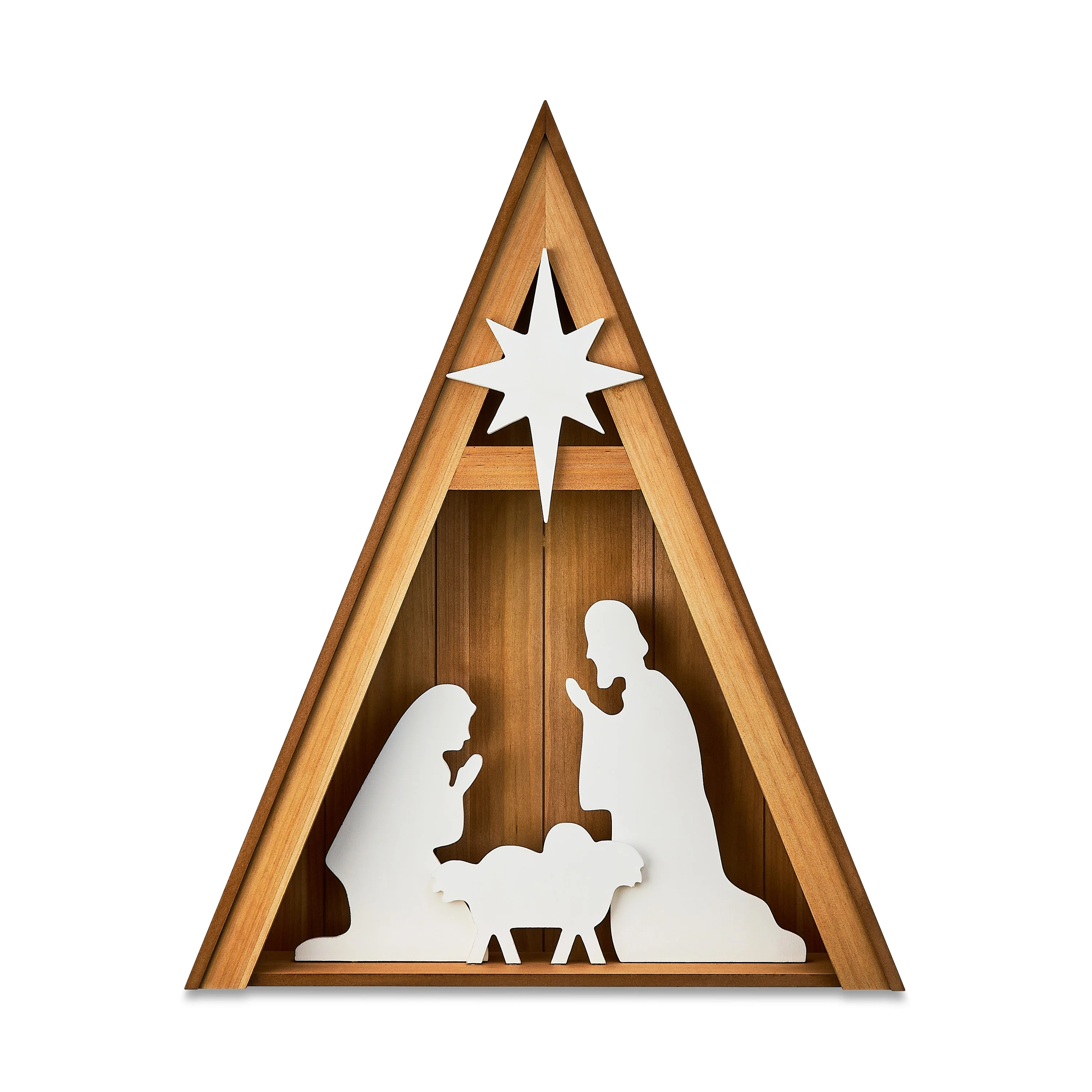 Tan & White MDF Wood Christmas Family Nativity Scene Decor, 24 in, by Holiday Time | Walmart (US)