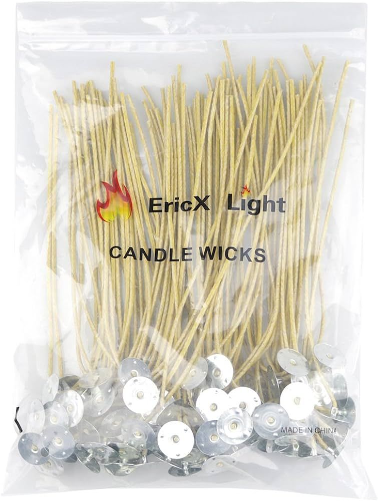 EricX Light Organic Hemp Candle Wicks, 100 Piece 8" Pre-Waxed by 100% Beeswax & Tabbed, for Candl... | Amazon (US)