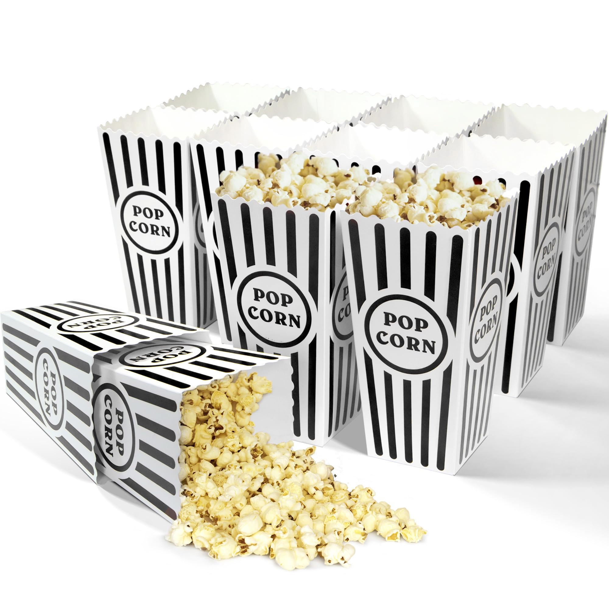 Novelty Place 12 Pcs Classic Popcorn Boxes, 46 oz Black and White Striped Cardboard Popcorn Conta... | Amazon (US)