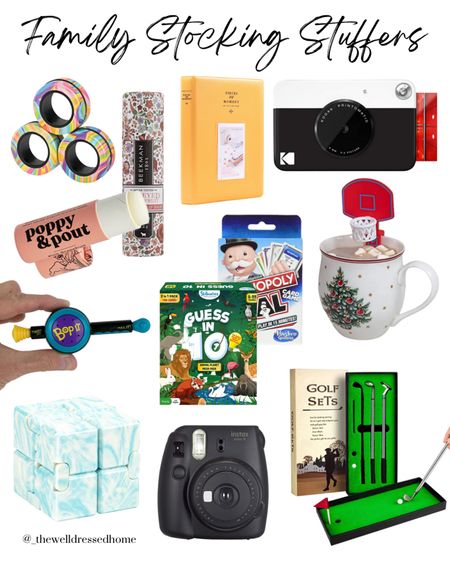 Favorite Stocking Stuffers To Give
Well-made Chapsticks
Cameras that print to capture the day
Games that can be played anywhere 
Fidgets and other toys 

#LTKHoliday #LTKfamily #LTKGiftGuide