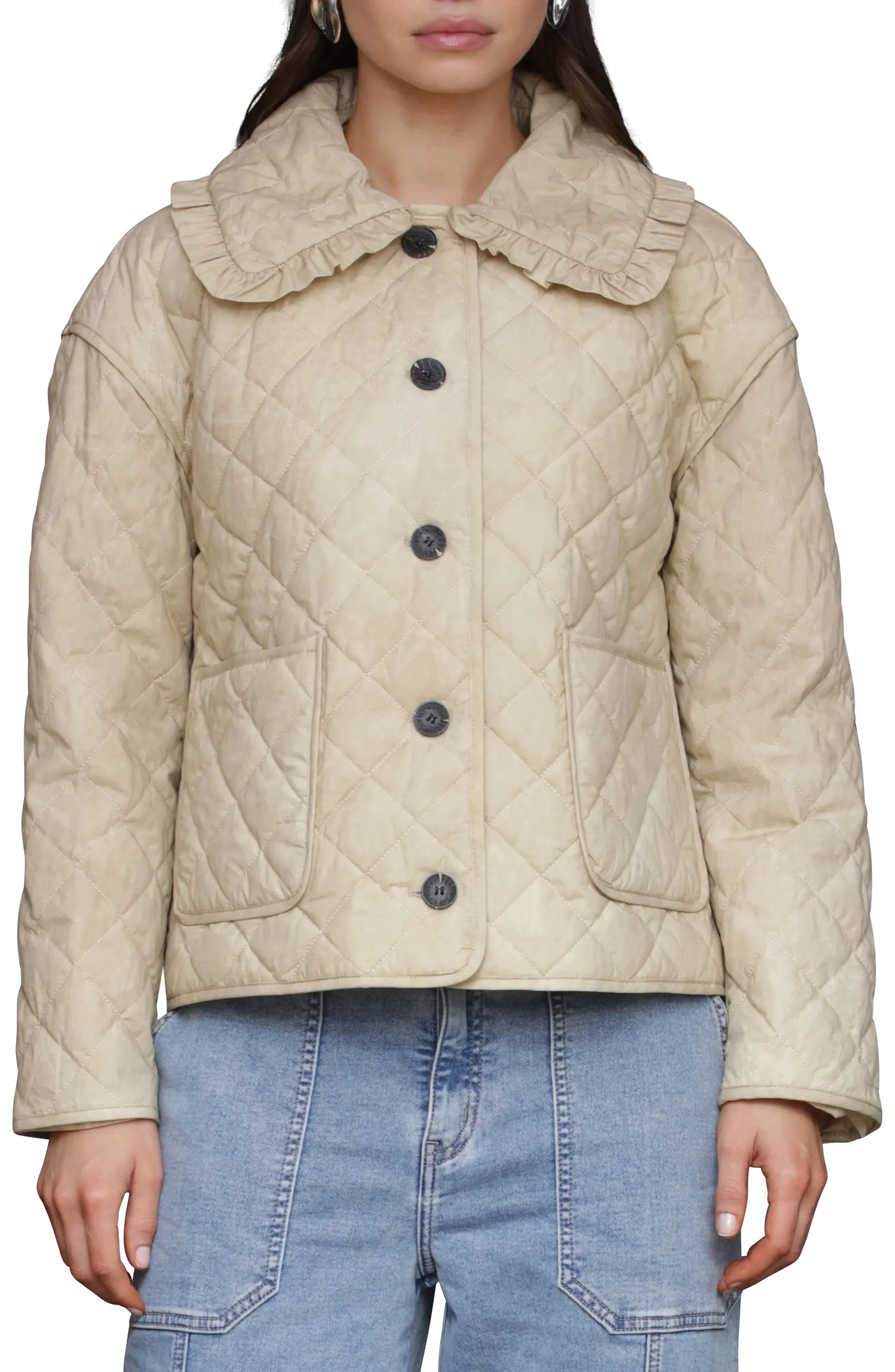 Avec Les Filles Ruffle Collar Quilted Jacket | Nordstrom | Nordstrom