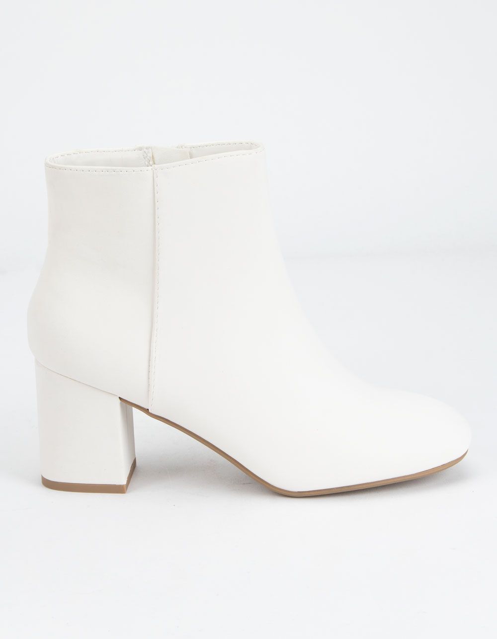 DELICIOUS Clean Ankle Stacked White Boots | Tillys