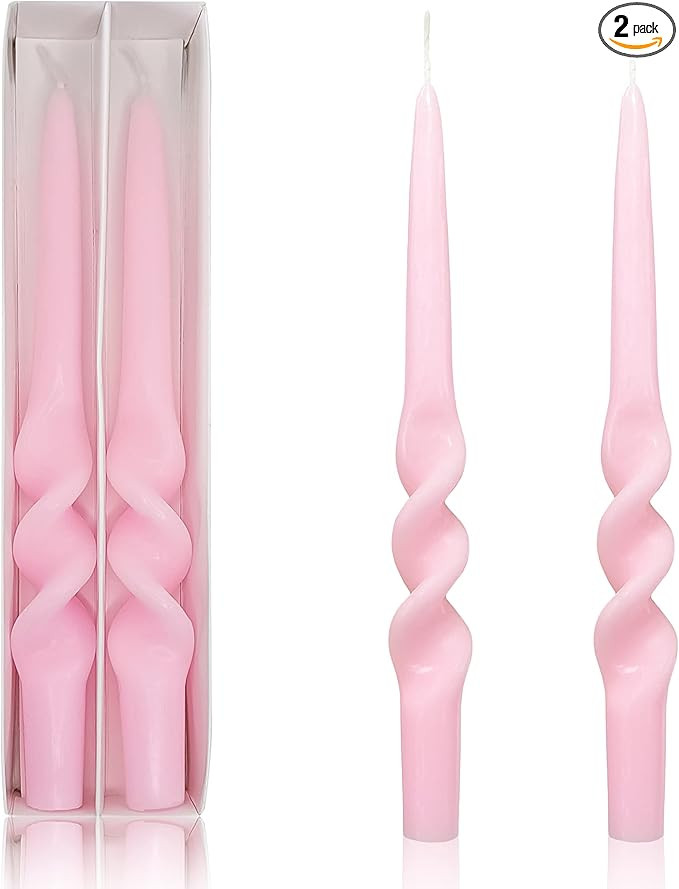 Spiral Taper Candles Smokeless Candle Stick Pink Twisted Candlestick Unscented Dinner Candle Odor... | Amazon (US)