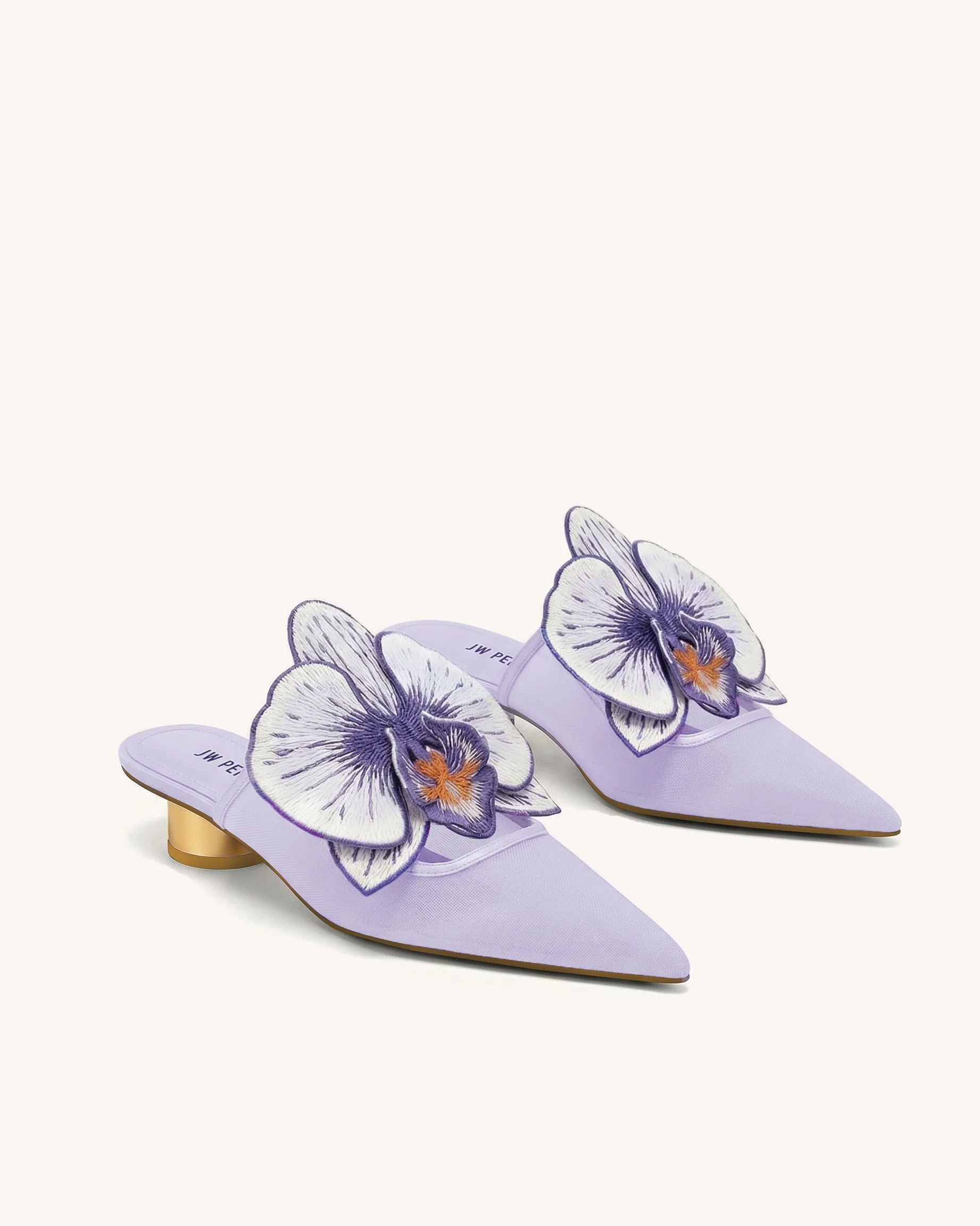 Helena Embroidery Decoration Pierced Mules - Purple | JW PEI US