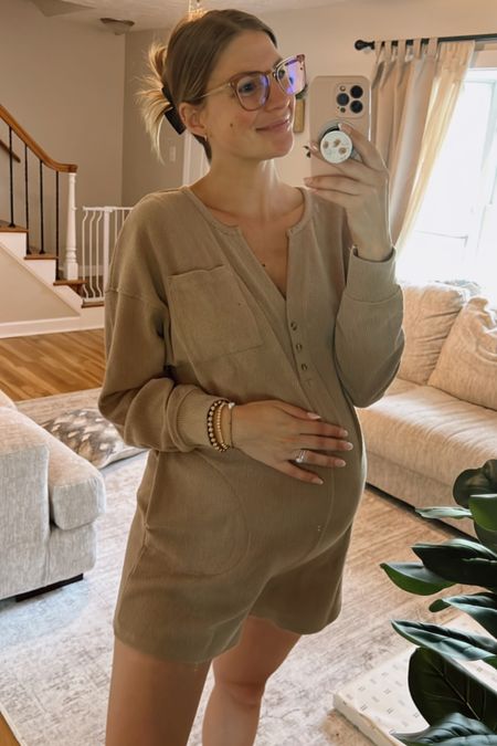 Loving this romper and currently LIVING in it. ✨ #amazonfind

I’m 38 weeks pregnant and about 160lbs. 5’8” and wearing a medium in khaki 👍🏼

The quality of this romper is so nice. It’s not thin or scratchy. Pockets and button down. Making this great for postpartum and nursing. 

This is perfect for transitioning to fall and those cooler nights. 

Loungewear | bump friendly | postpartum outfit | bump outfit | amazon loungewear | fall style | expecting moms | nursing moms 

#LTKbump #LTKstyletip #LTKbaby