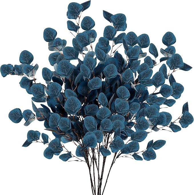 Sggvecsy 6 Pcs Eucalyptus Leaves Artificial Eucalyptus Stems Long Silver Dollar Leaves Faux Leaf ... | Amazon (US)