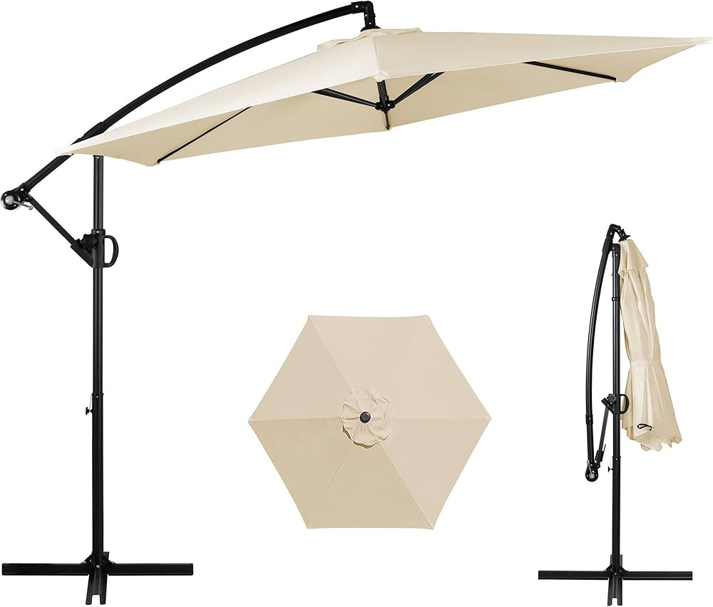 Shintenchi Patio Offset Umbrella with Easy Tilt Adjustment,Crank and Cross Base, Outdoor Cantilev... | Amazon (US)