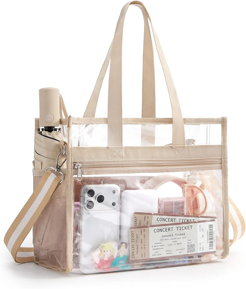Missnine Clear Bag for Stadium Events, 12x6x12 Approved Clear Tote Bag for Women | Amazon (US)