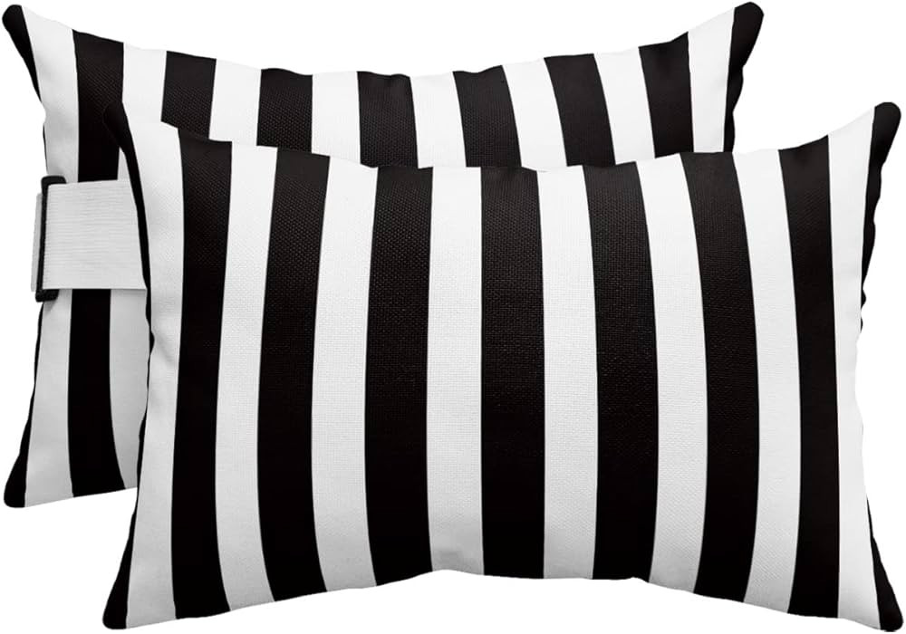 Recliner Head Pillow Ledge Loungers Chair Pillows with Insert Black and White Stripe Lumbar Pillo... | Amazon (US)
