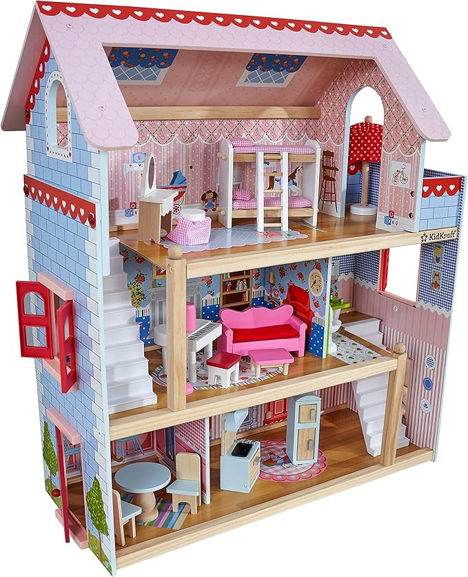 KidKraft Chelsea Doll Cottage Wooden Dollhouse with 16 Accessories, Working Shutters, for 5-Inch ... | Amazon (US)