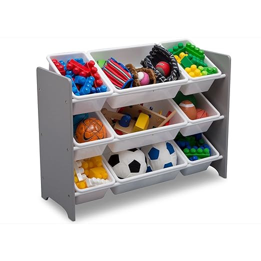 Delta Children MySize 9 Bin Plastic Toy Organizer - Greenguard Gold Certified, Grey | Amazon (US)