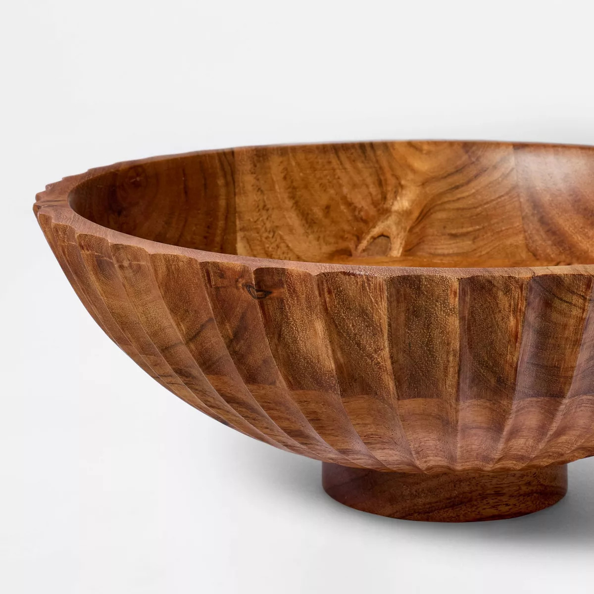 Acacia Wood Bowl - Threshold™ designed with Studio McGee: Ribbed Surface, Raised Base, Decorati... | Target