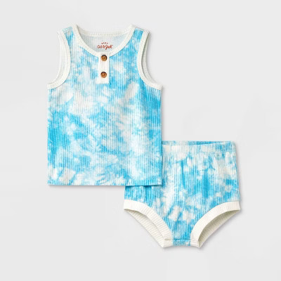Baby 2pc Henley Tank Top & Bottom Set - Cat & Jack™ Blue | Target