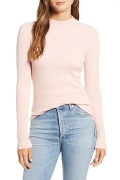 Mock Neck Ribbed Long Sleeve Sweater | Nordstrom