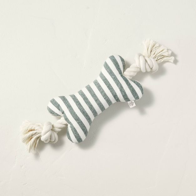 Small Allover Stripe Dog Plush Rope-Bone Toy  - Hearth & Hand™ with Magnolia Green/Cream | Target
