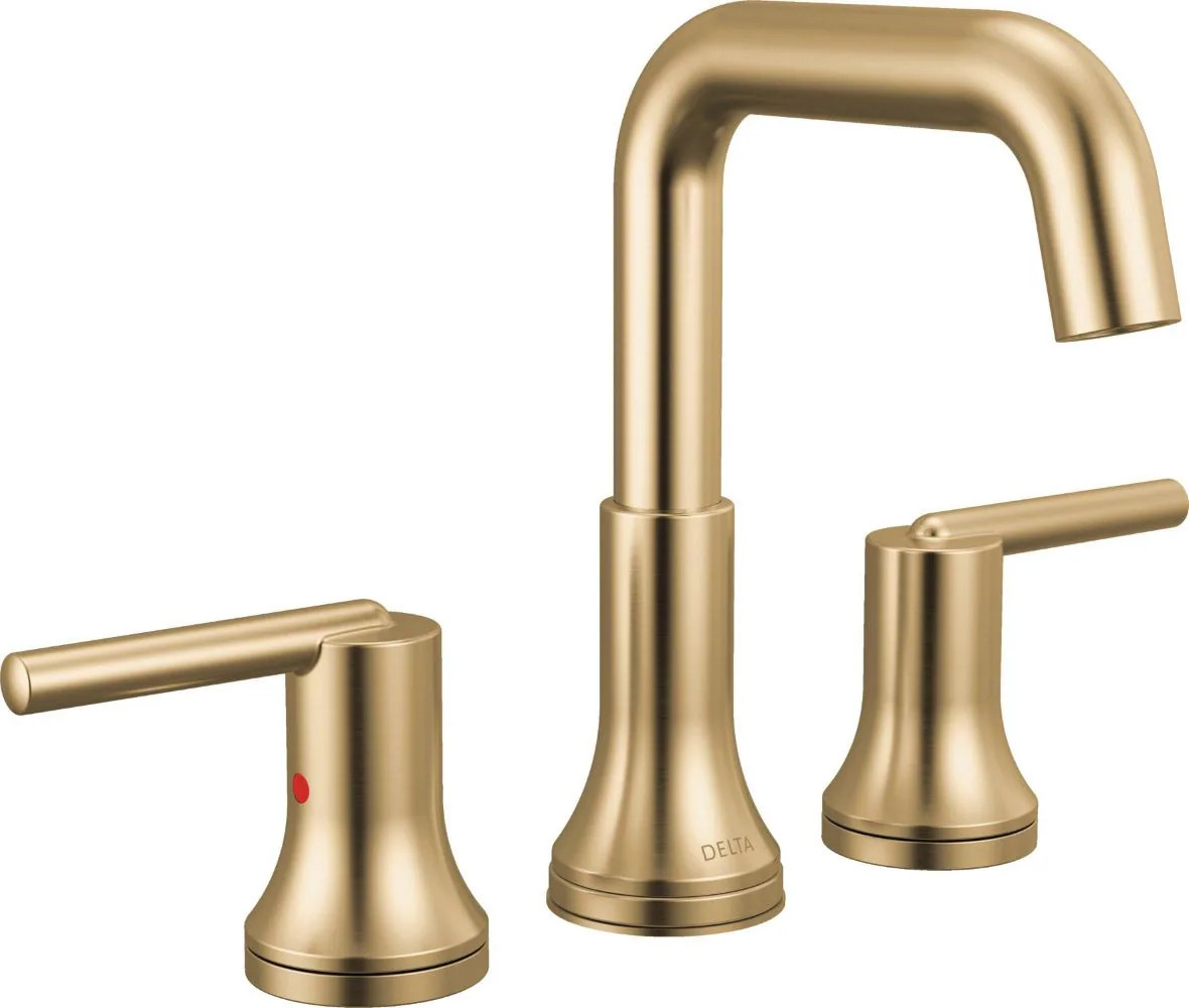 Delta Trinsic Champagne Bronze Widespread 2-handle WaterSense Mid-arc Commercial/Residential Handle Bathroom Sink Faucet with Drain one_size | Lowe's