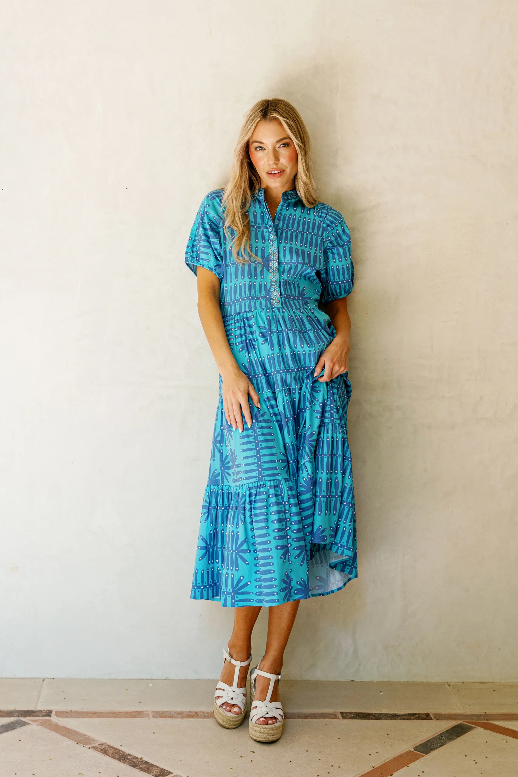 Sheridan French I Resort 2024 I Kimbell Dress in Cerulean Botanical | Sheridan French