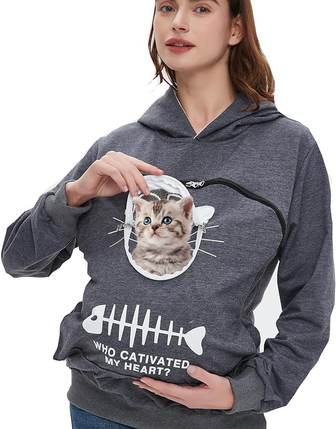 BOMBAXCEIBA Fleece pet Cat Small Day Pouch Hoodie Carrier Holder Carrying Sweatshirt Kangaroo Poc... | Amazon (US)