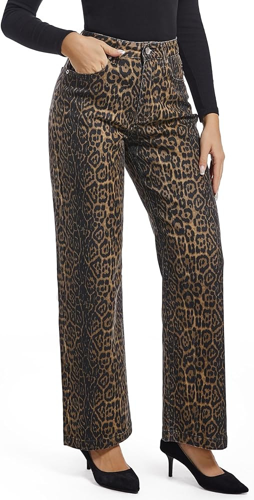 Women's Jeans Straight Leg Casual High Waisted Stretch Trendy Blue Jeans for Women | Amazon (US)