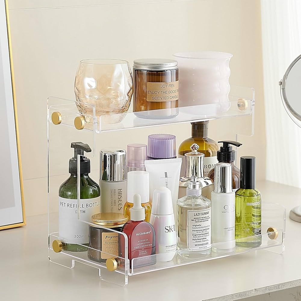 Bathroom Organizer Countertop 2-Tier Storage：Bathroom Counter Organizer Acrylic Standing Holder... | Amazon (US)