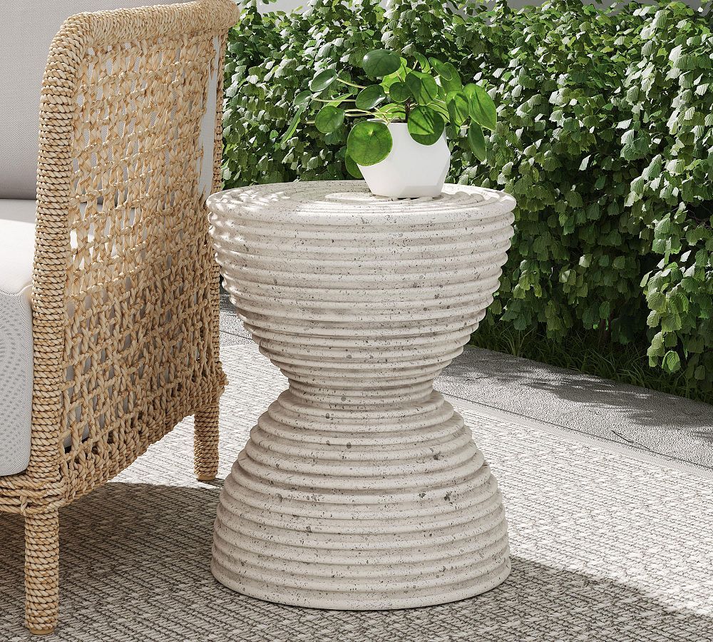 Velez Outdoor Accent Table, Light Grey | Pottery Barn (US)