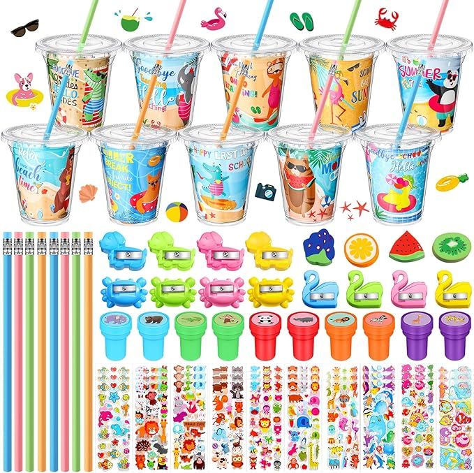210 Pcs End of the Year Stationery Gifts Summer Beach Gift Cards Safari Animal Stamp Pencil Sharp... | Amazon (US)