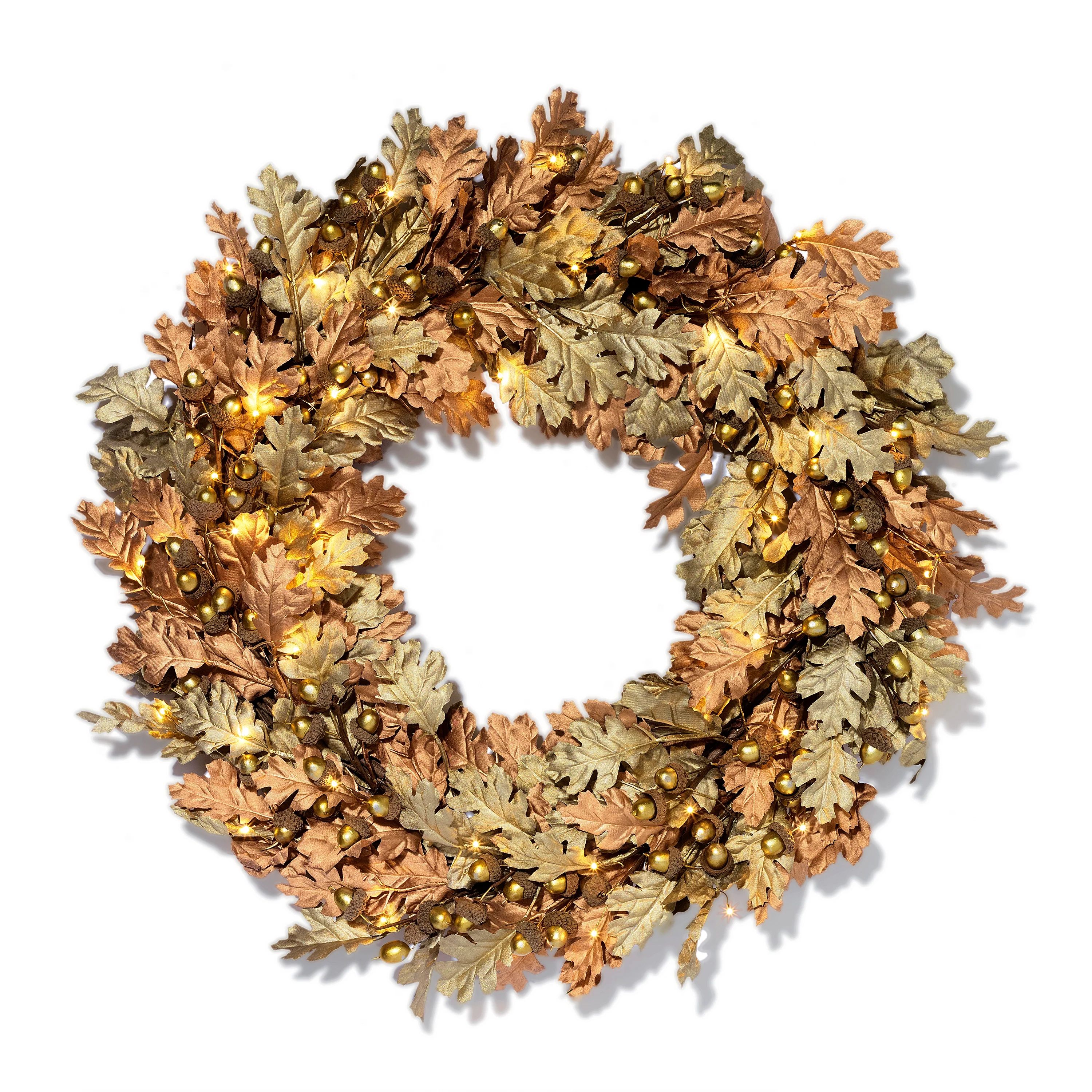 LED Pre-Lit Oak & Acorn 24" Wreath | Waiting On Martha