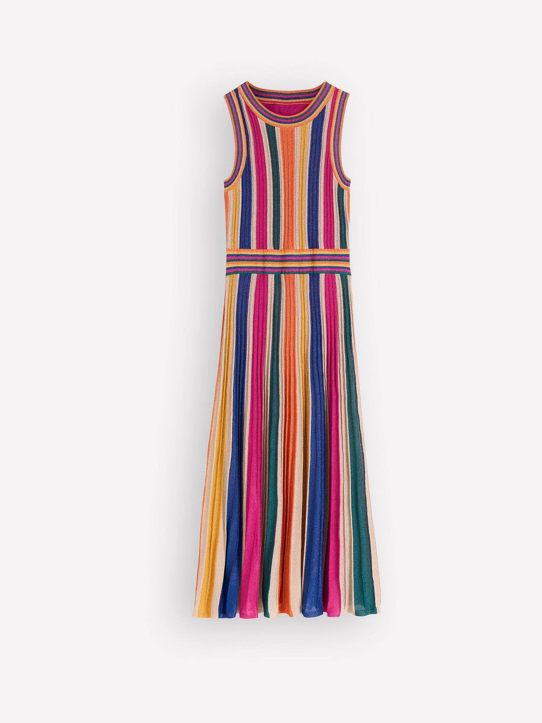 Boden Boden Blue Metallic Multi Stripe Dress | Next US