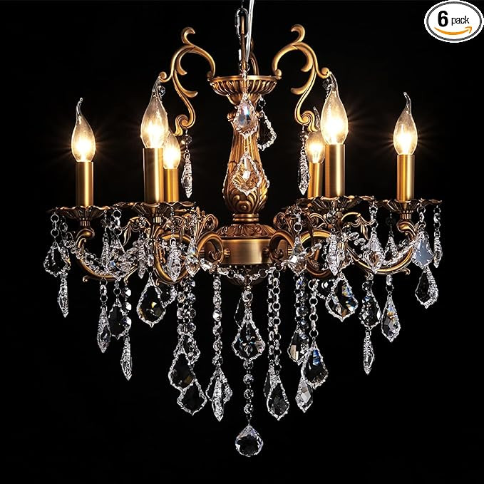 Crystal Chandeliers Contemporary Chandelier 6 Lights Island Lighting Candle Pendant Ceiling Light... | Amazon (US)