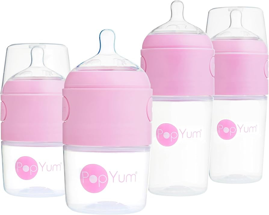 PopYum Pink Formula Making Baby Bottle Starter Set, 4-Pack, 2X 5oz Bottles with #1 Slow Flow Nipp... | Amazon (US)