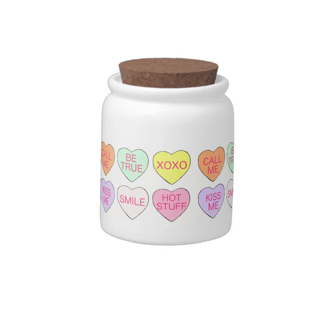 Valentine's Day Candy Sweet Conversation Hearts Candy Jar | Zazzle
