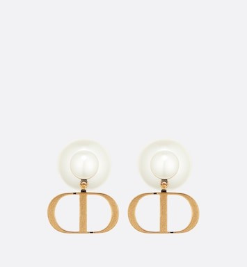 Antique Gold-Finish Metal with White Resin Pearls | Dior Couture