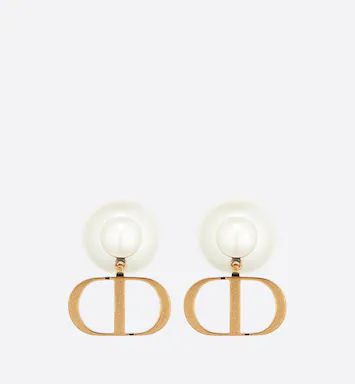 Dior Tribales Earrings Antique Gold-Finish Metal with White Resin Pearls | DIOR | Dior Couture