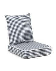 Made In Usa Outdoor Gingham Jacquard Seat Cushion And Back Pillow Set | TJ Maxx