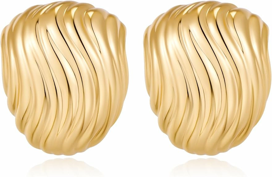 Polished Twisted Stud Earrings for Women Gold Silver Chunky Stud Earrings for Birthday Jewelry Gi... | Amazon (US)